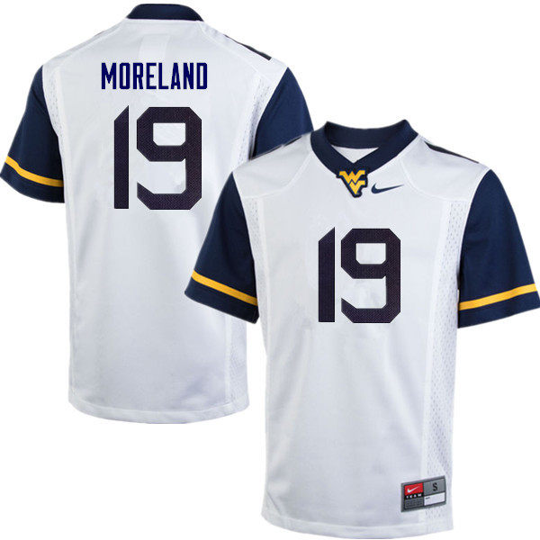 Men #19 Barry Moreland West Virginia Mountaineers College Football Jerseys Sale-White - Click Image to Close